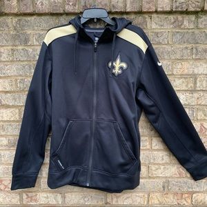 New Orleans Saints Black Nike NFL Zip-up Hoodie Jacket Pockets Therma-Fit Medium